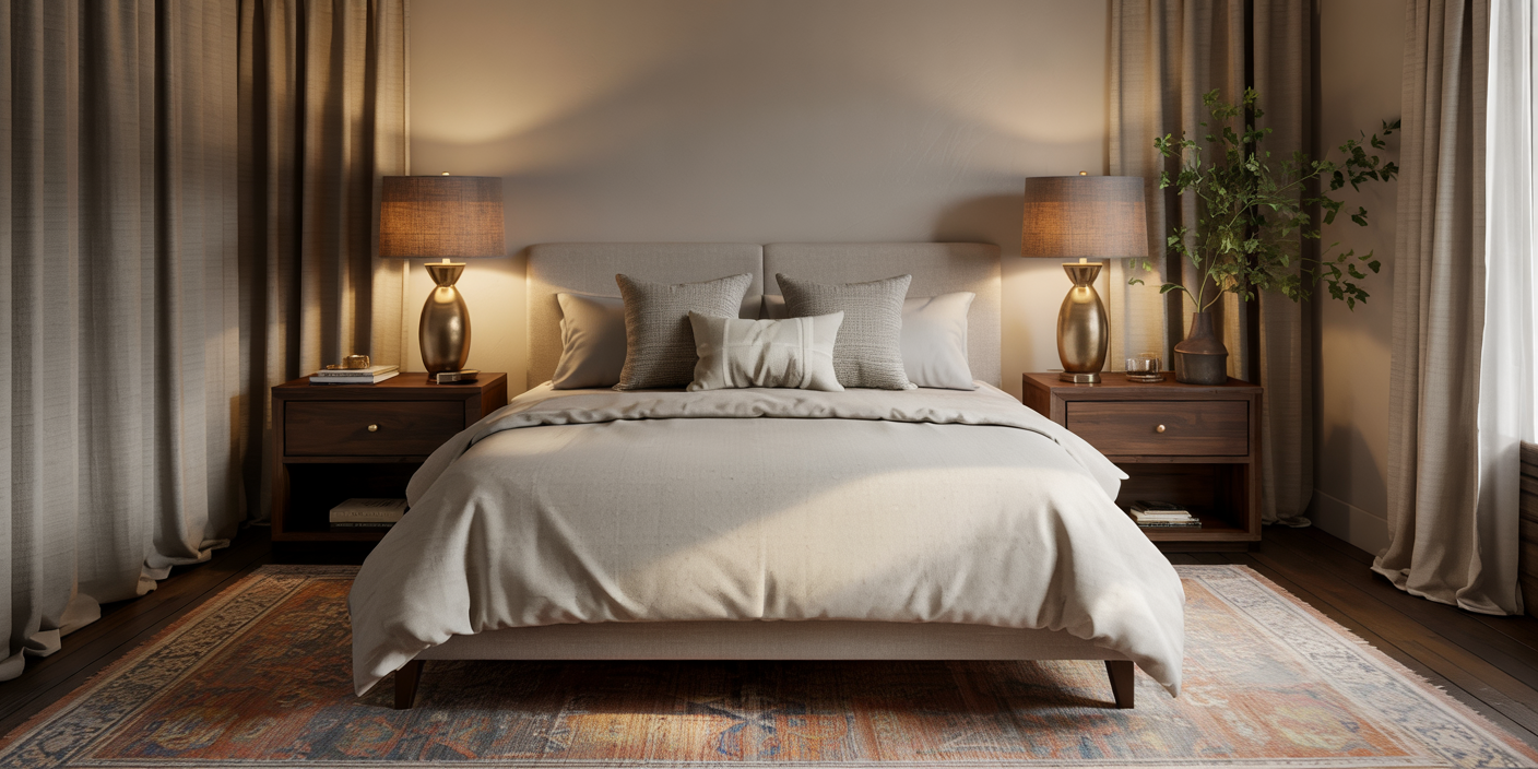 Double Nightstands with Lamps