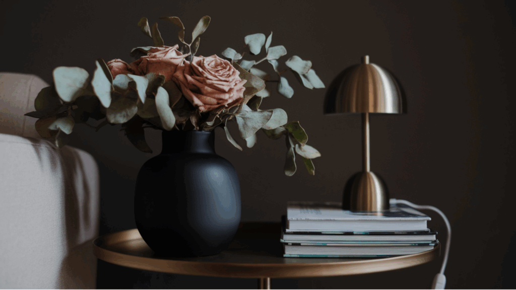 Dried Flowers in Dark Vases