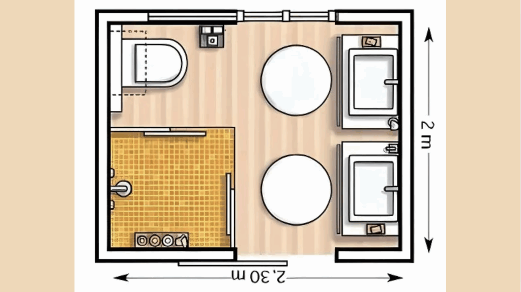 Dul vanity with enclosed shower