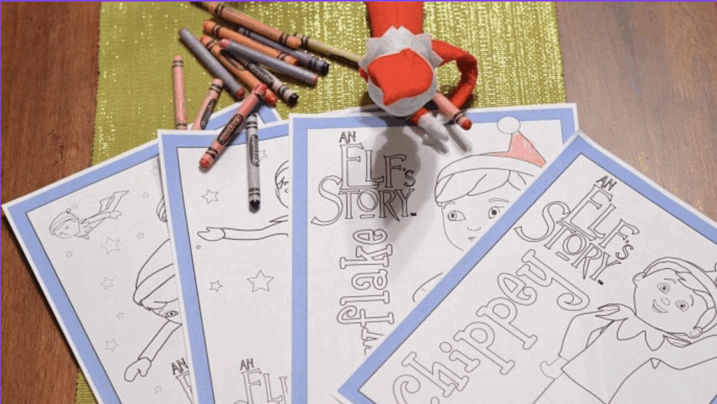 Elf Coloring with Crayons and a Coloring Page