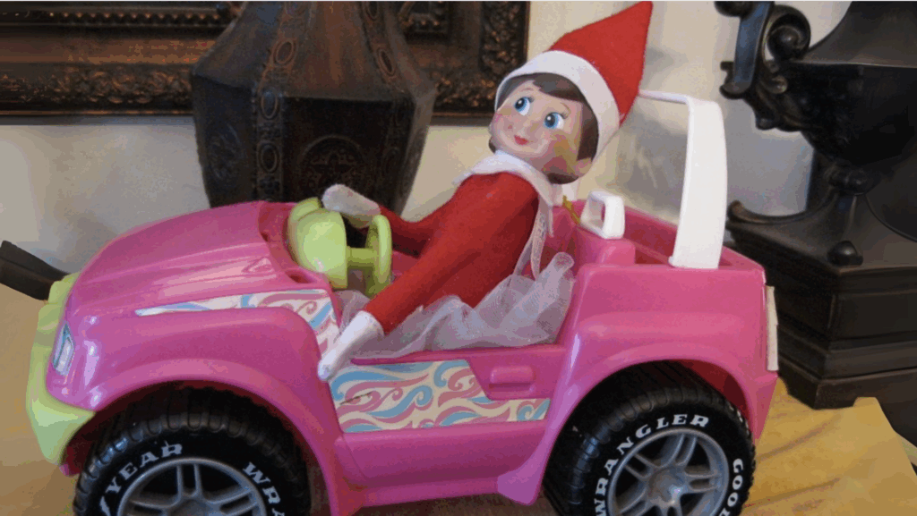 Elf Riding a Toy Car