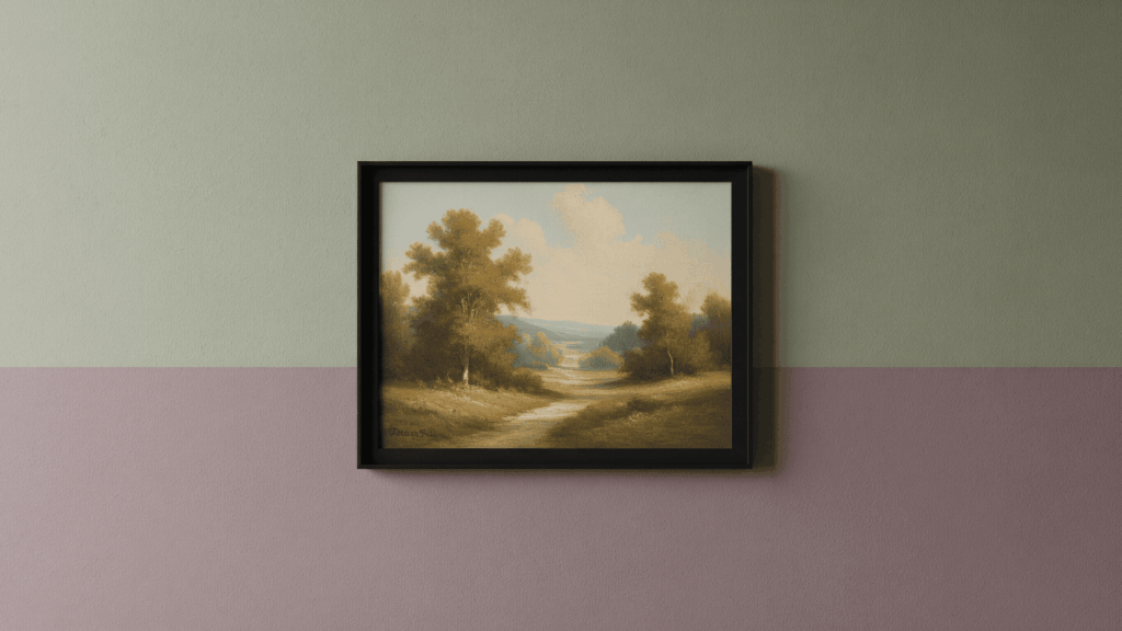 Frame Vintage Art Over Color-Blocked Walls