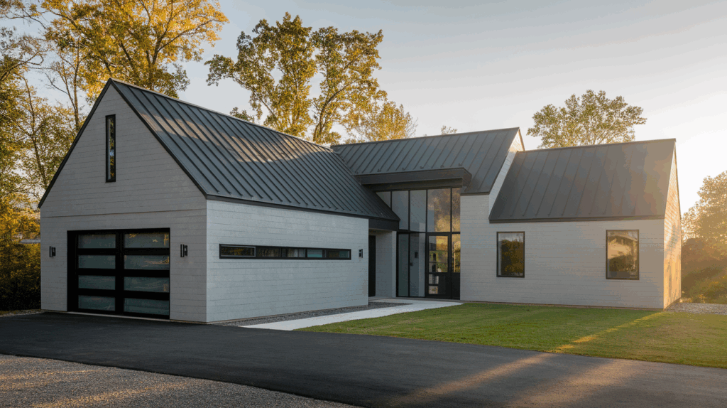 Gray House with Black Roof