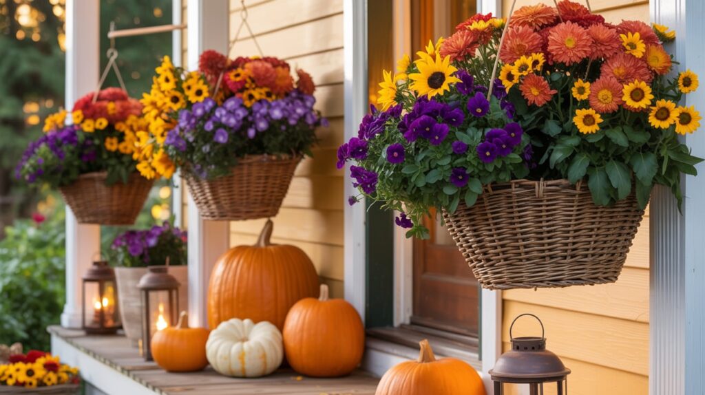 Hanging Baskets with Fall Flowers