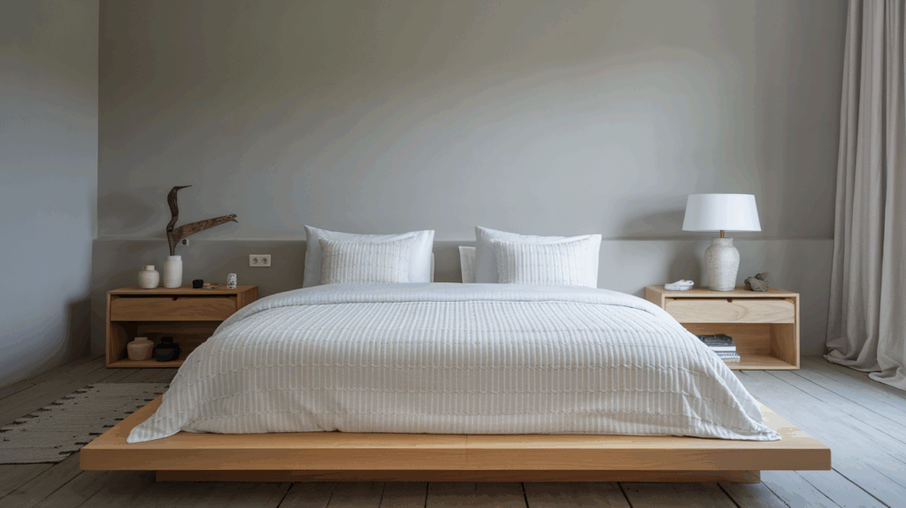 Low Bed with Simple White Bedding