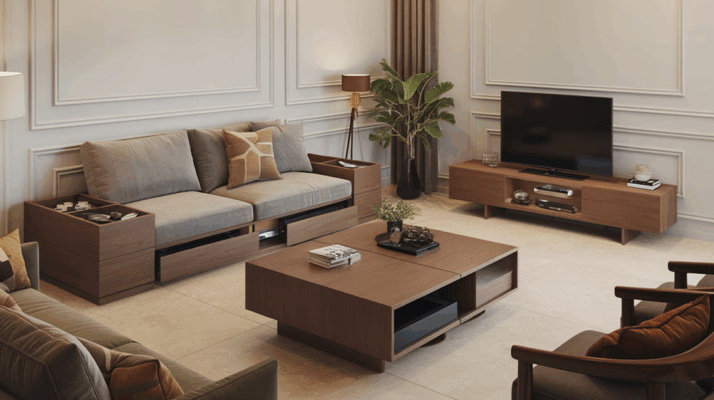 Multi-Functional Furniture in living room condo renovation idea