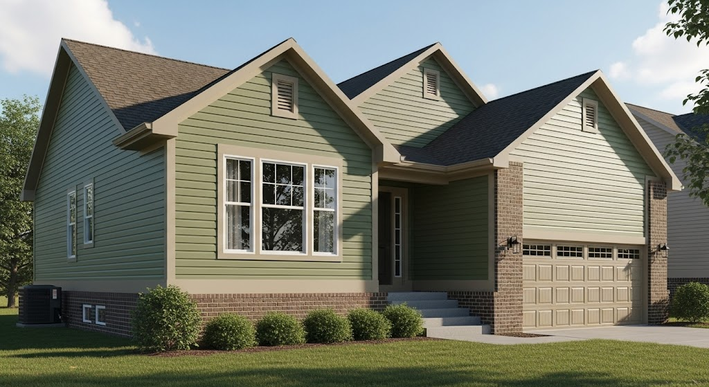 Olive Green Vinyl with Brown Brick