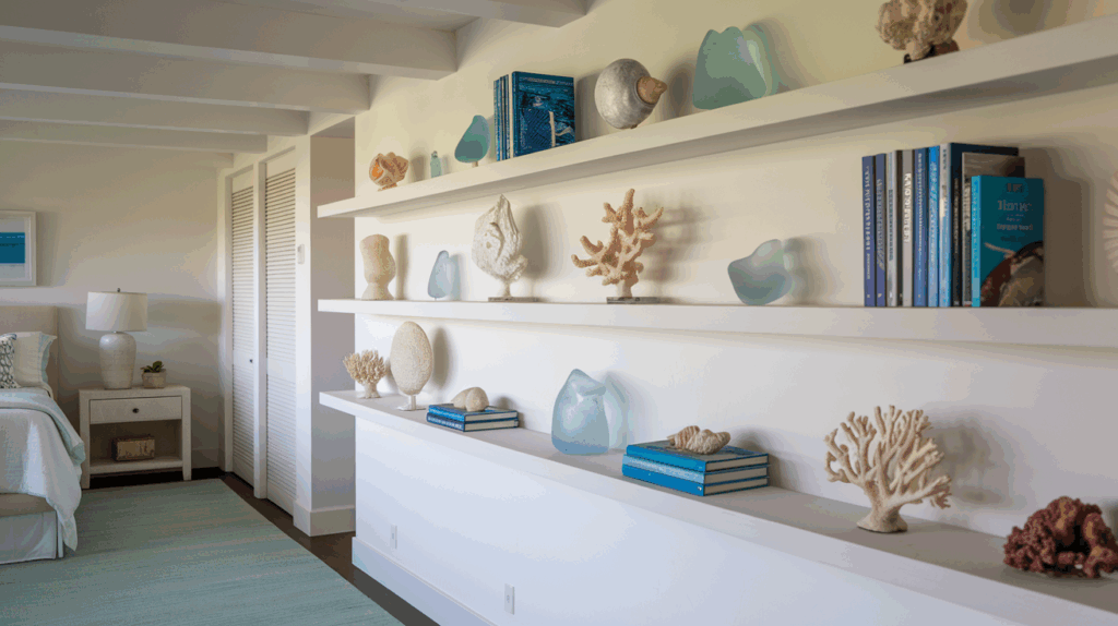 Open Shelving with Beach Finds