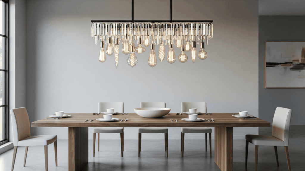 Pair Crystal Chandeliers with Contemporary Bulbs
