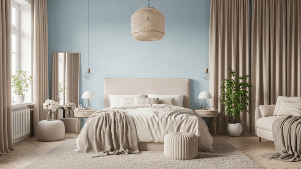 Pale Blue and Soft Beige