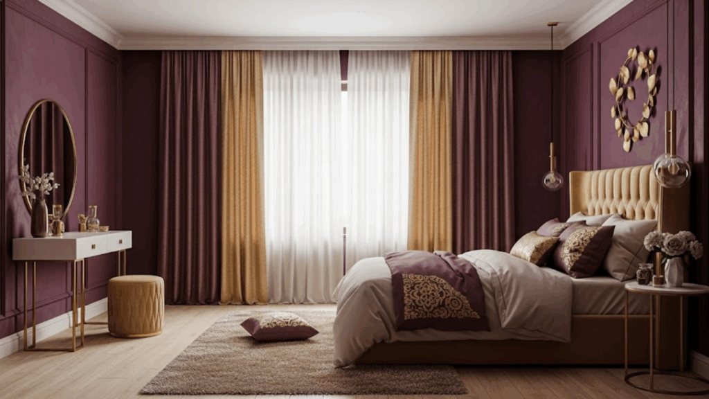 Rich Plum and Soft Gold
