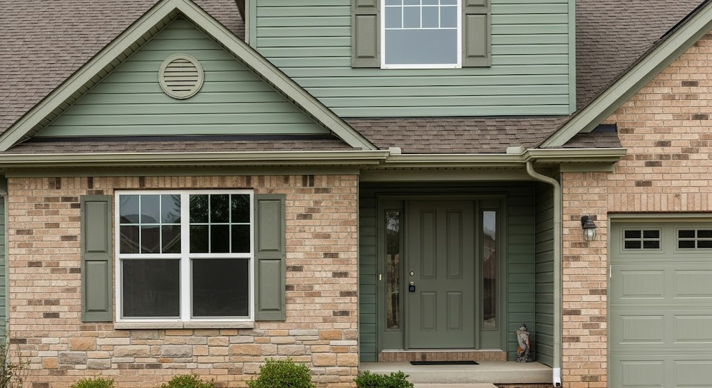 Sage Green Vinyl with Tan Brick
