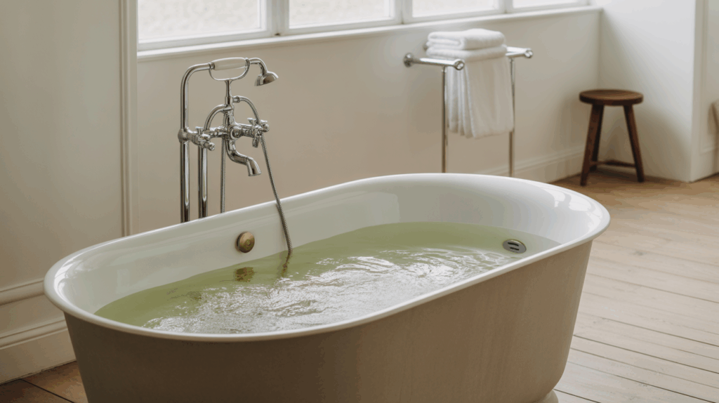 Scandinavian Bathroom with Freestanding Tub
