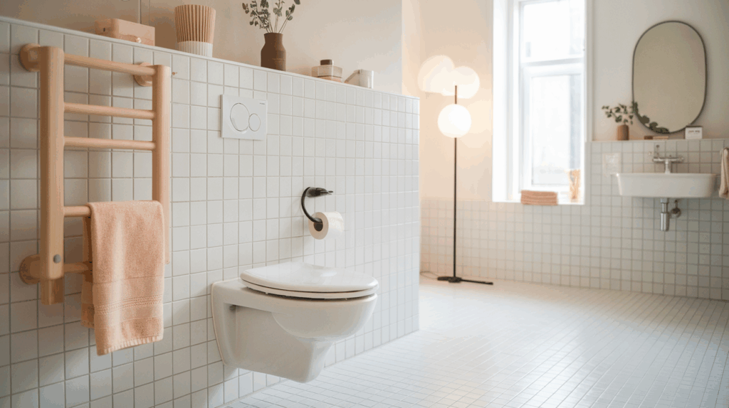 Scandinavian Bathroom with Wall-Hung Toilet
