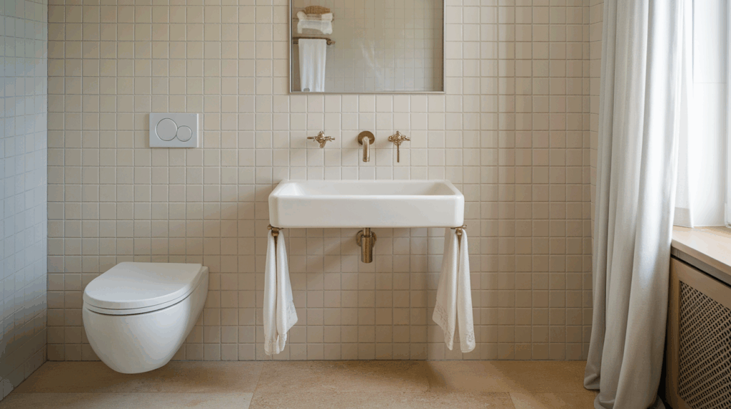 Scandinavian Bathroom with Wall-Mounted Faucet
