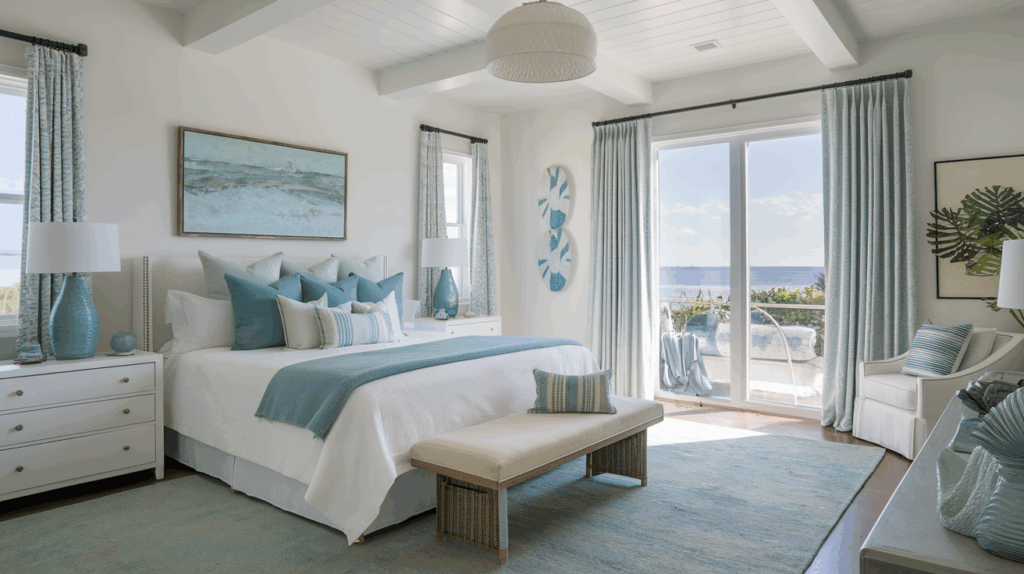 Sea Glass Decor and White Furniture