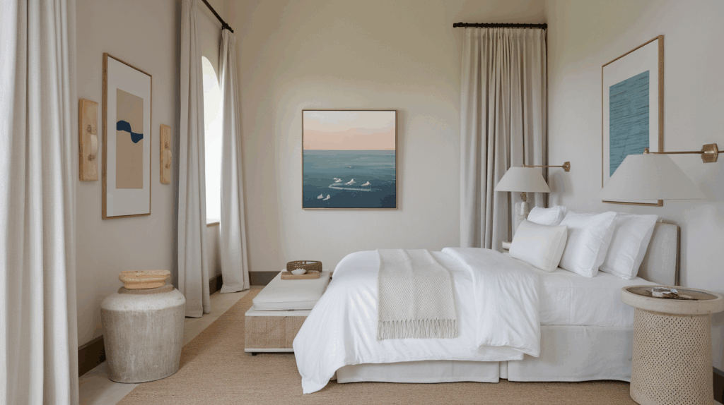 Simple Artwork and Neutral Curtains