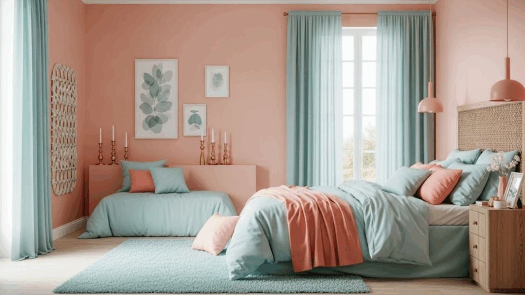 Soft Coral and Light Aqua