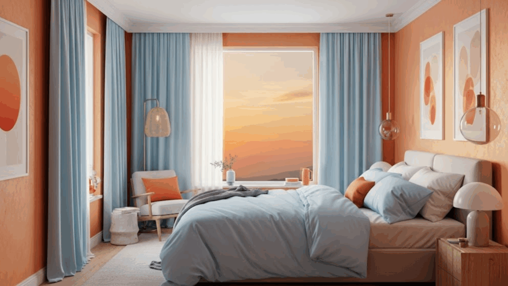 Sunset Orange and Pale Blue
