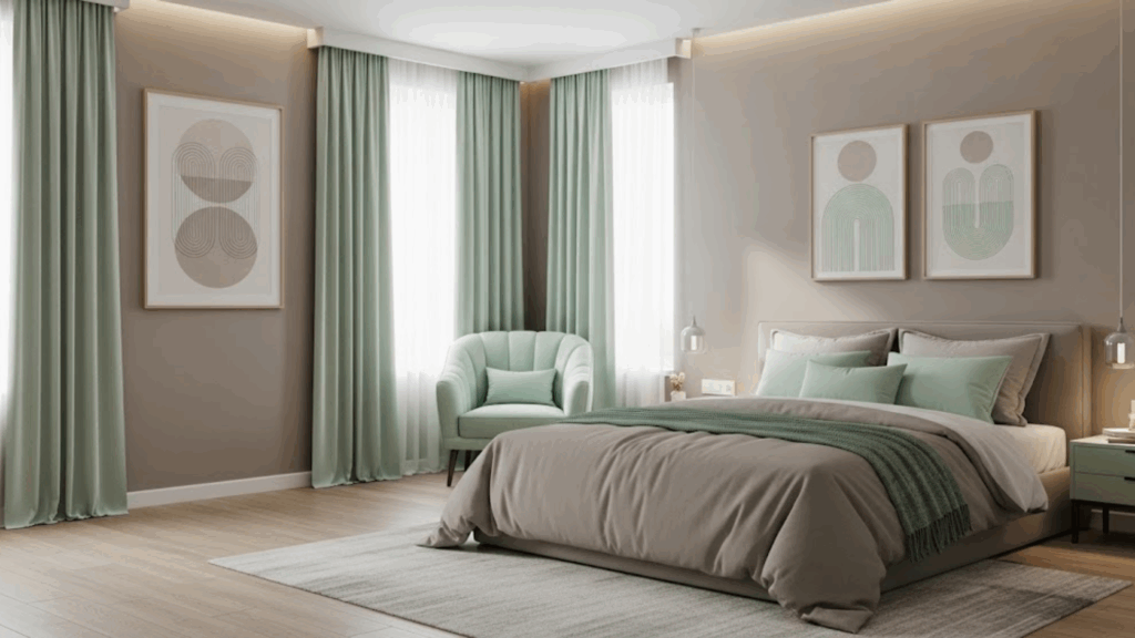Taupe and Mint Green

