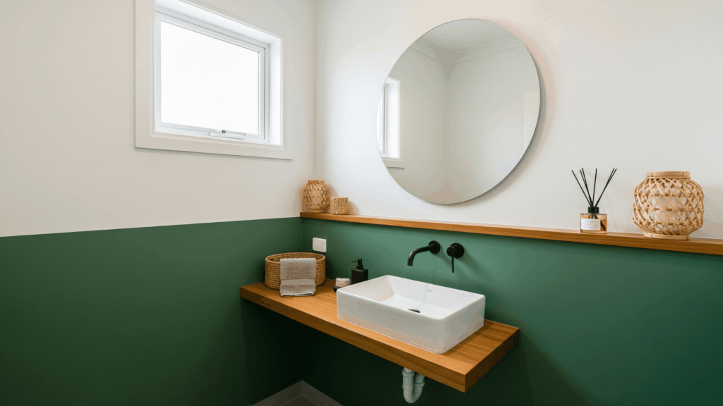 Two-Tone Walls: Dark Green and White