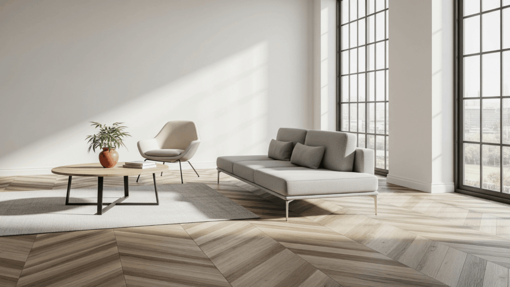 Use Patterned Flooring with Streamlined Furniture