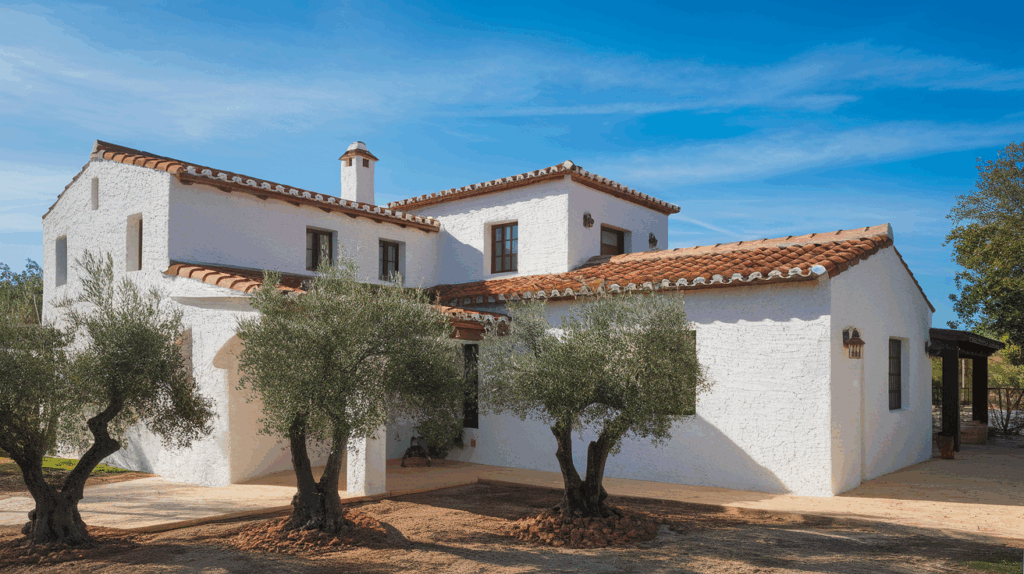 White Stucco Walls with Terracotta Roof Tiles
