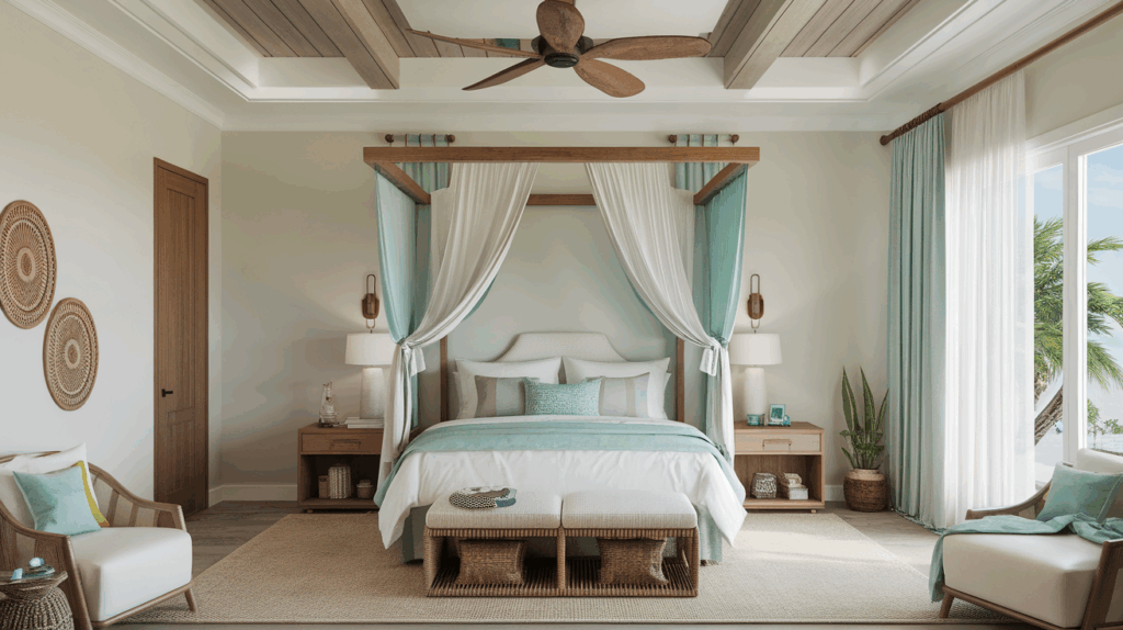 Wooden Ceiling Fan and Sea Tones