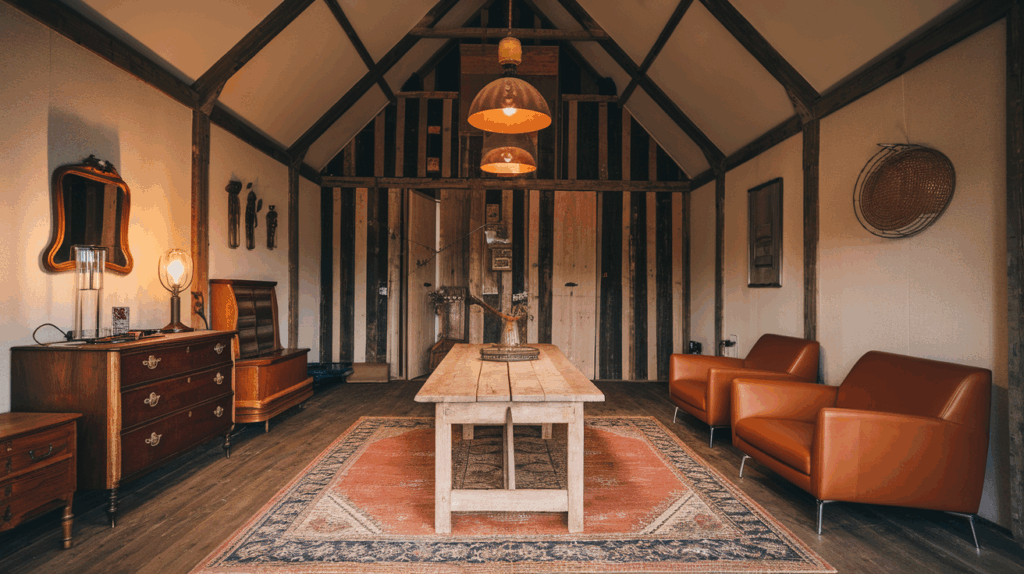 barndominium with vintage accents
