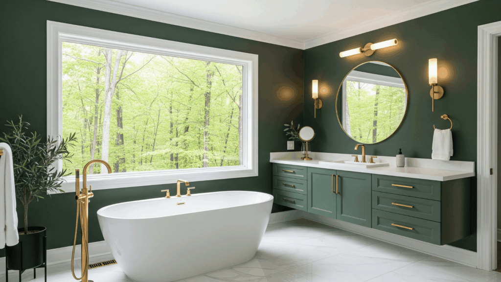 forest green dark green bathroom