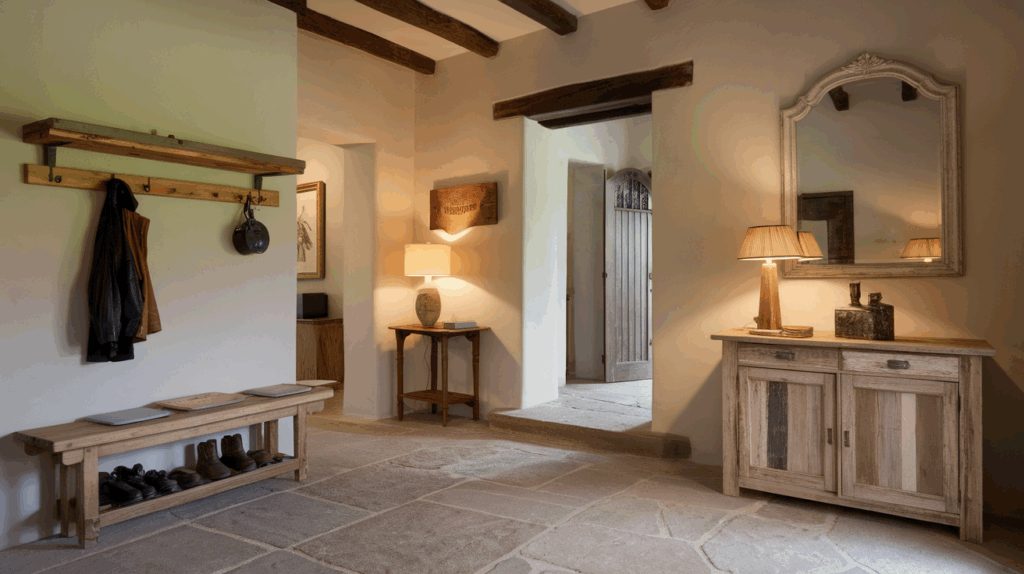 rustic entryway in a barndominium