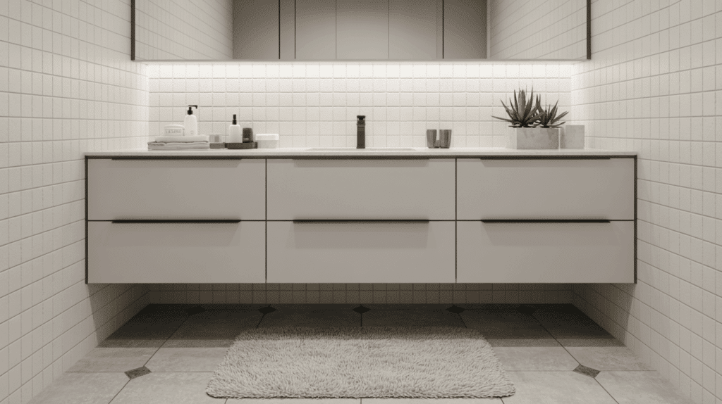 14. Floating Cabinets with Black Pull