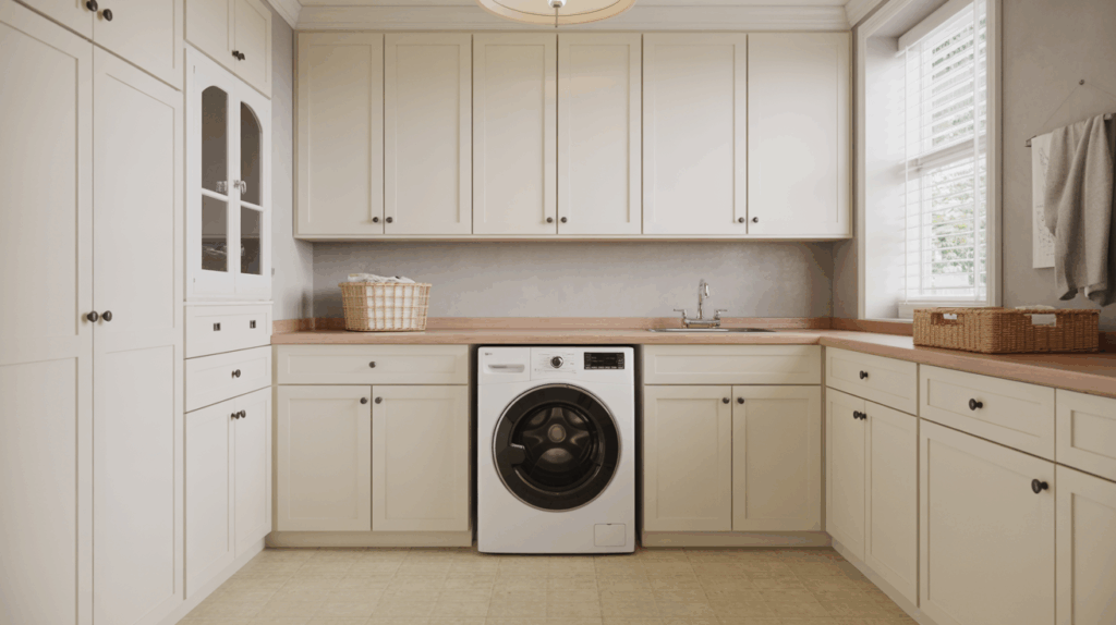 20. Utility Cabinets with Black Knobs
