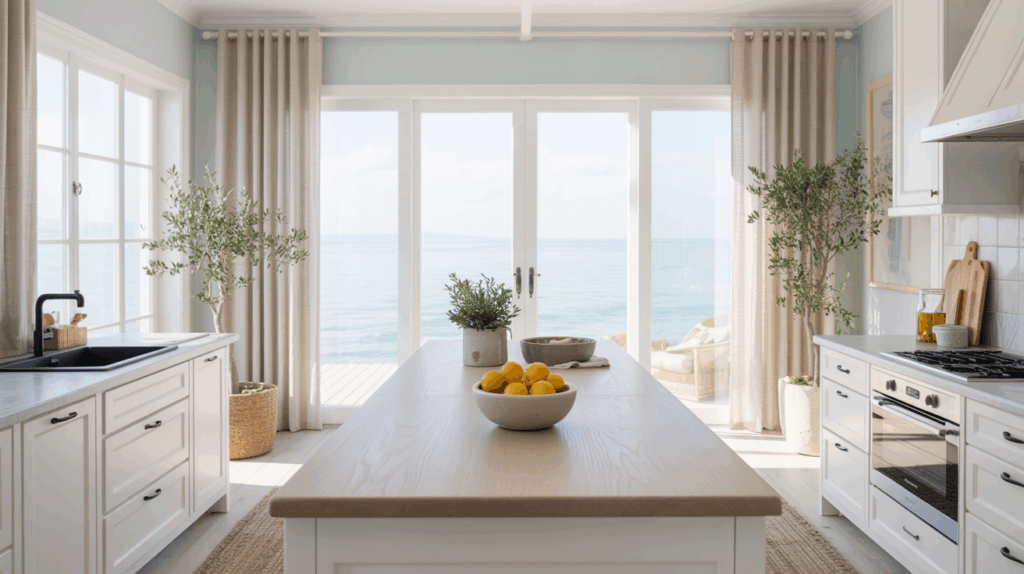 9. Coastal Kitchen with Black Details