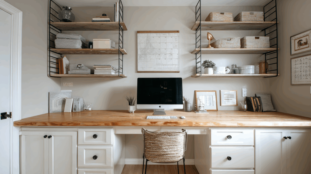 Home Office with Black Knobs