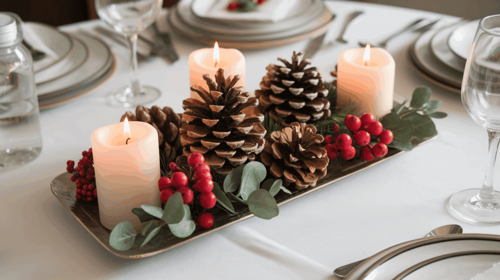 Pinecone and Berry Centerpiece