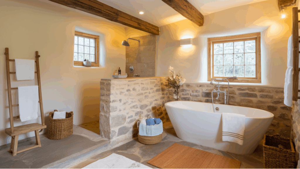 Rustic Stone and Wood Farmhouse Retreat