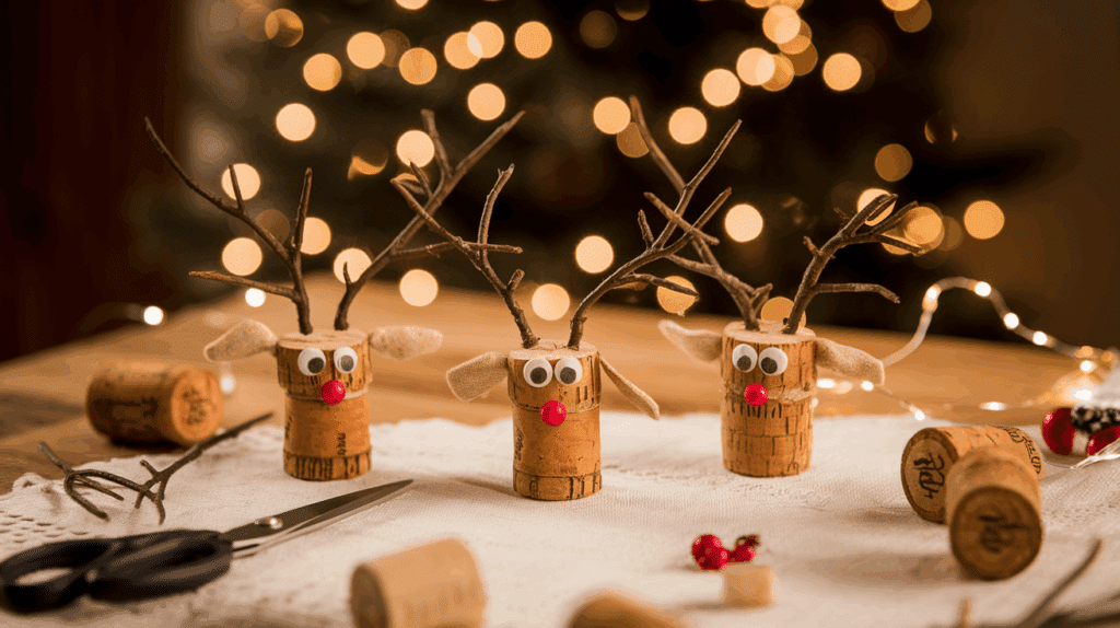 Wine Cork Reindeer Ornaments