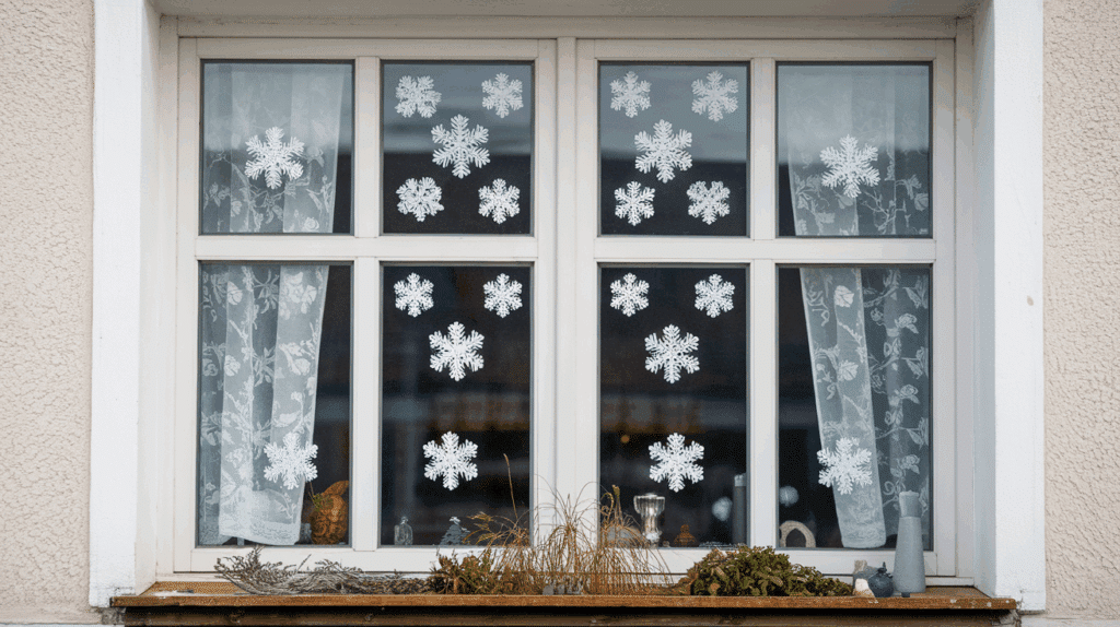 Paper Snowflake Window Decor