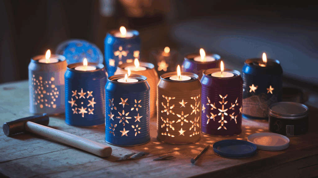 Recycled Tin Can Candle Holders