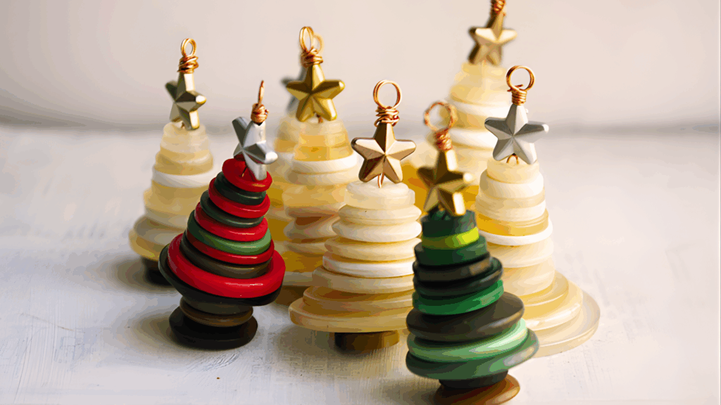 Button Christmas Tree Ornaments