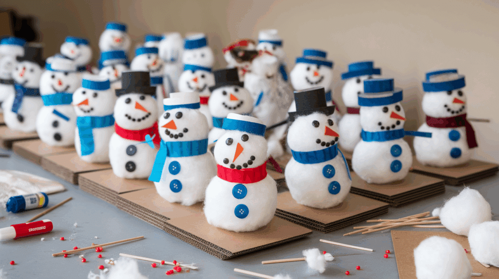 Cotton Ball Snowmen