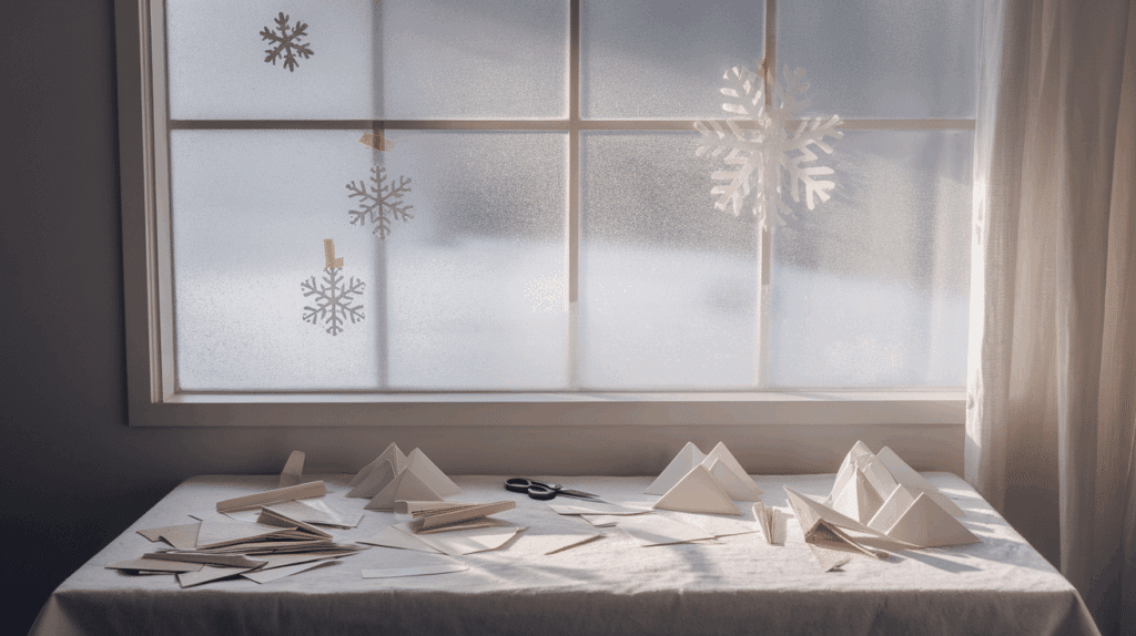 Paper Snowflake Window Decor