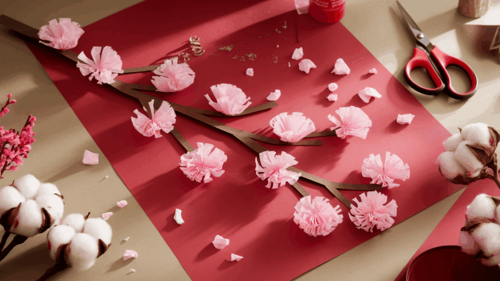 7. Cherry Blossom Branch Art