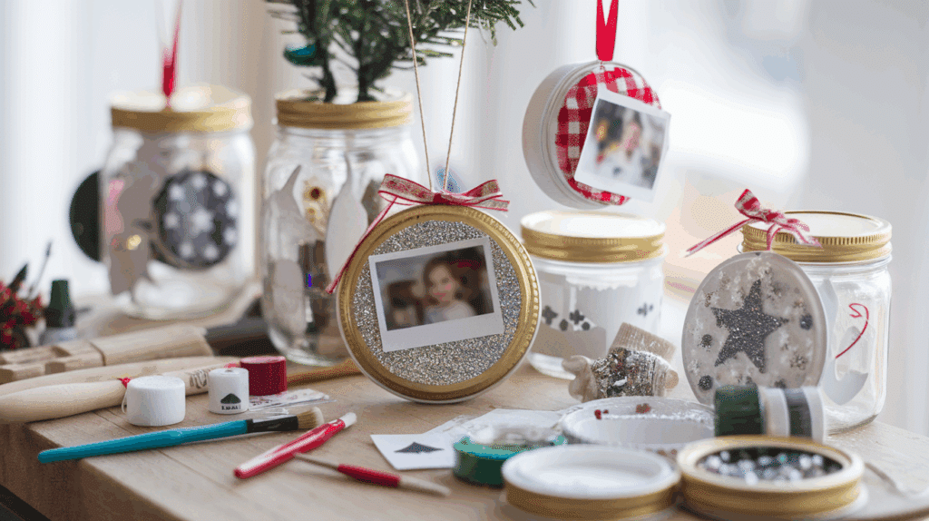 Recycled Jar Lid Ornaments