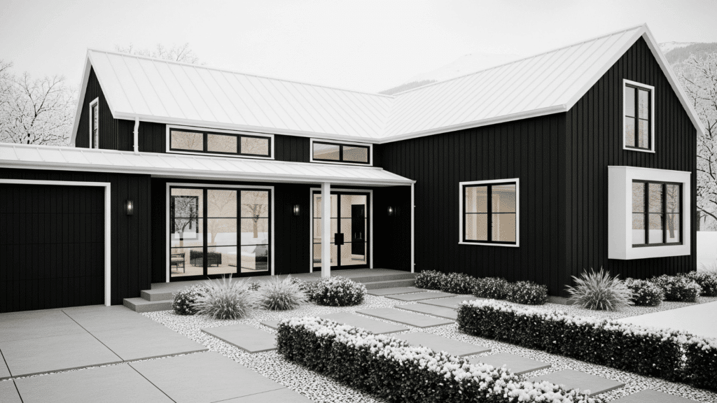 Black with White Trim and Roof