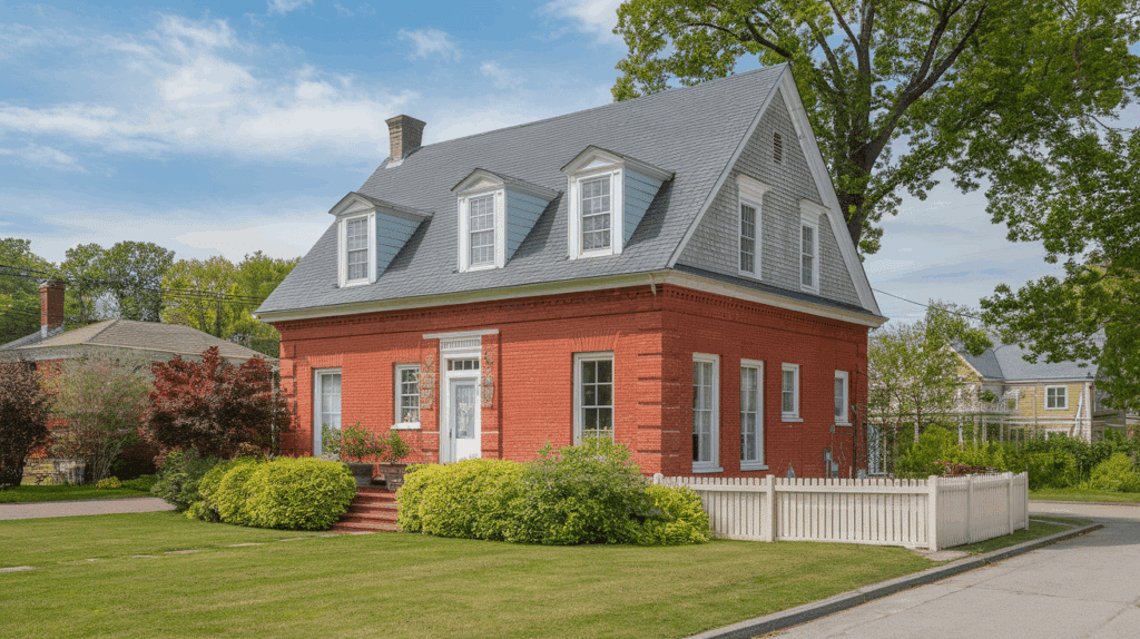 Brick Red with Gray Roof