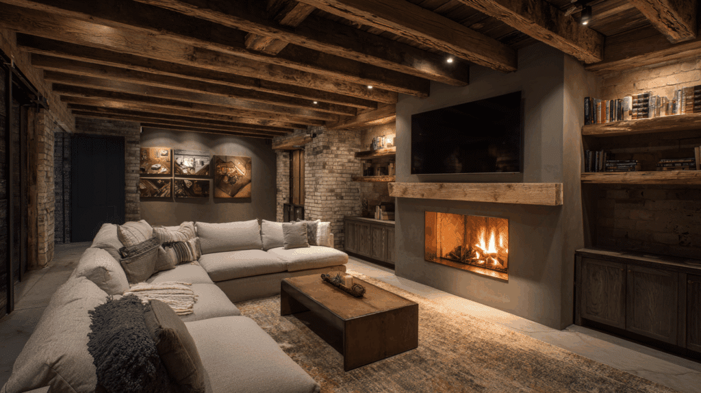 Cozy den with fireplace insert