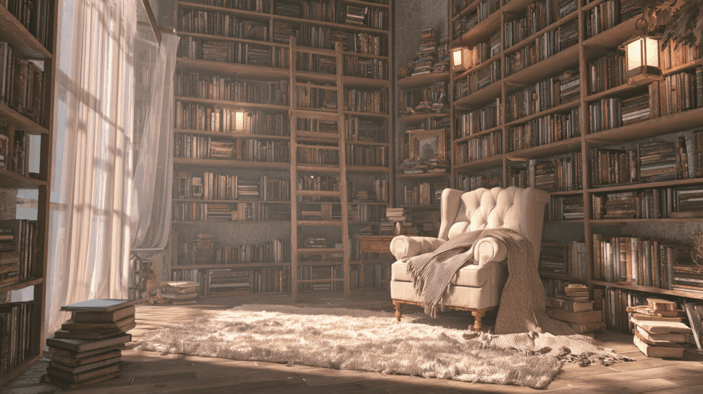 Cozy reading nook_library