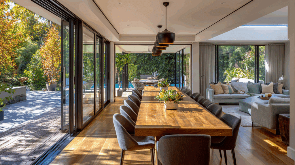 Dining room extension with sliding doors